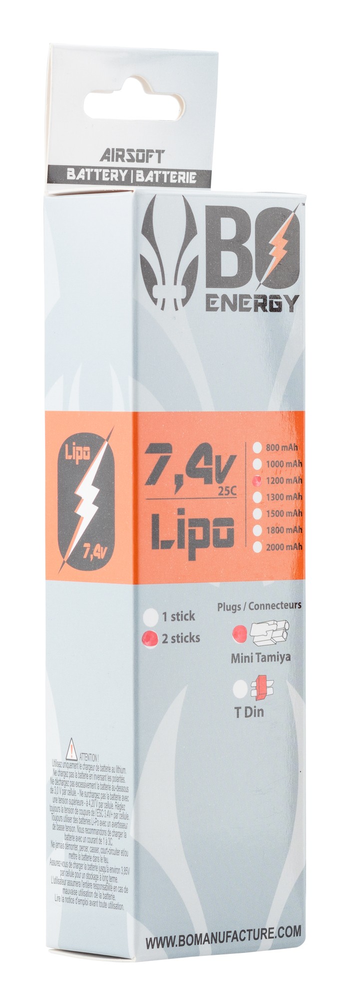 Photo 2 sticks batterie Lipo 2S 7.4V 1200mAh 25C